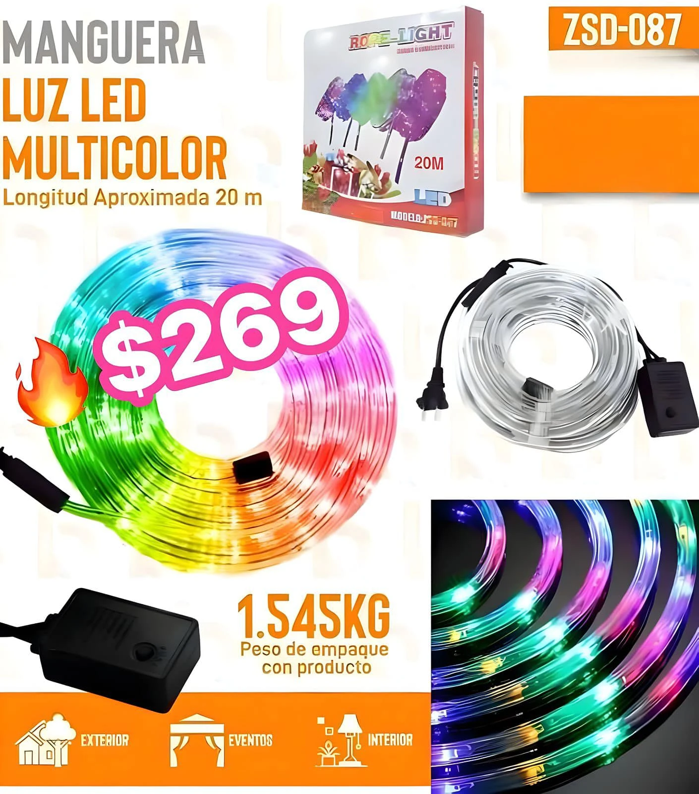 🔥LUCES LED 20mts🔥 MULTICOLOR