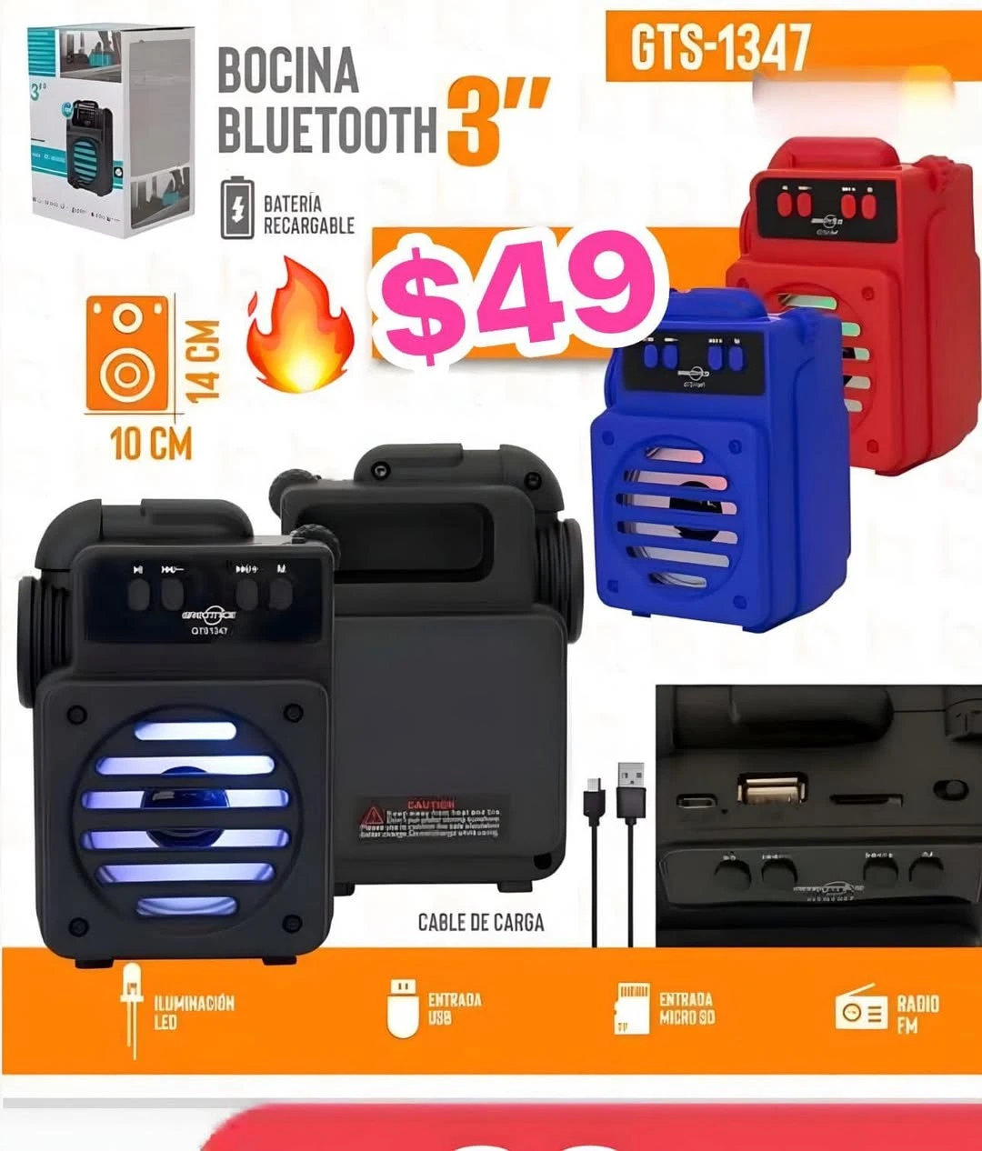 🔥BOCINA BLUETOOTH SD FM RECARGABLE🔥 1347