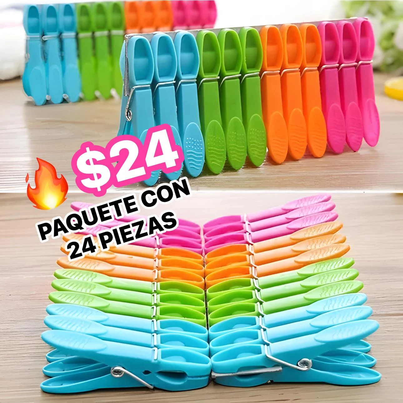 🔥PAQUETE 24 PINZAS ROPA 🔥 6959490194017